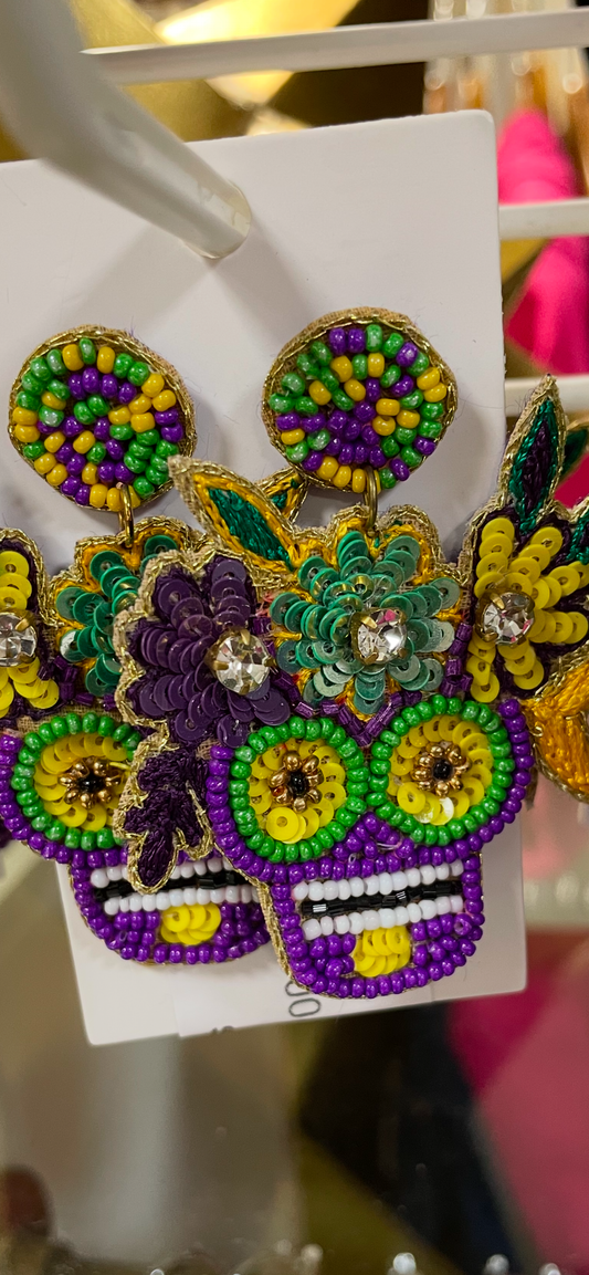 Mardi Gras Earrings-Carnival Face