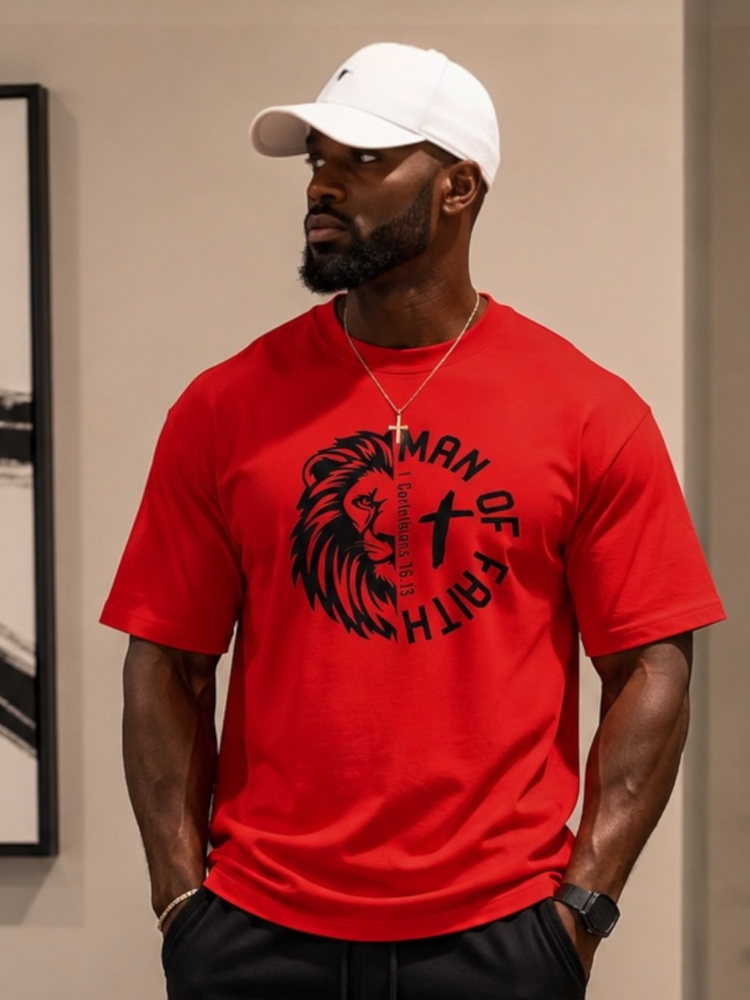 Man Of Faith Tee Shirt (Red)