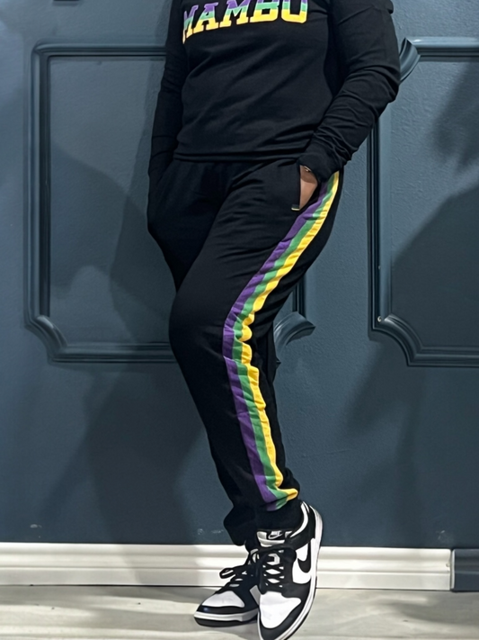 New Mardi Gras Jogger Pants Reg/Plus-Black