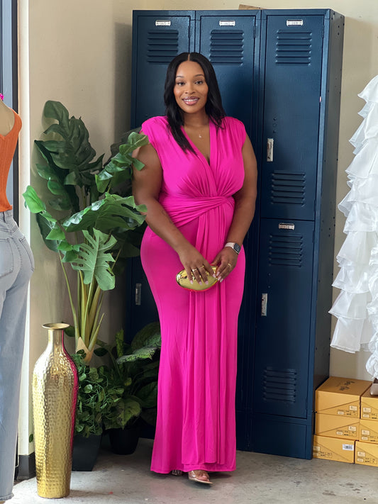 Pure Elegant Gown-Hot Pink
