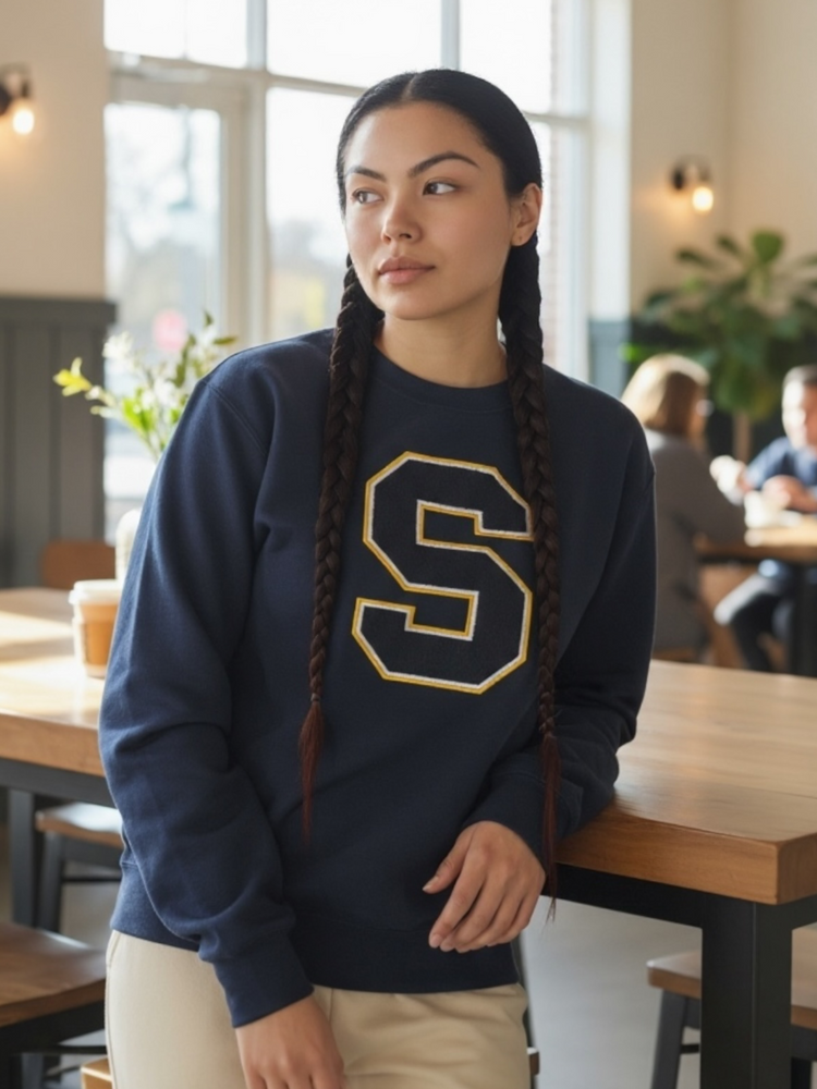 Big S Patch Sweatshirt-Navy Blue