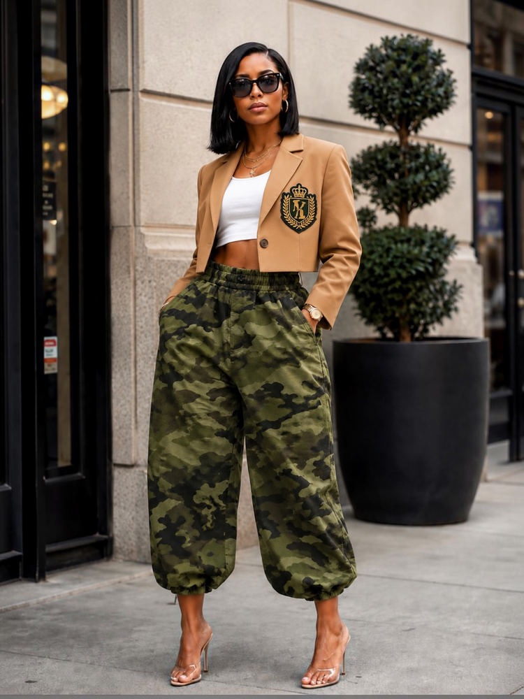 Camouflage Balloon Crop Pants