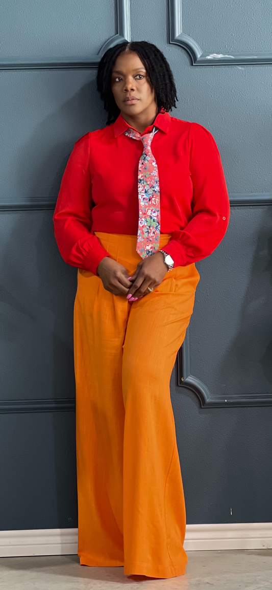 Something New Linen Pants-Orange