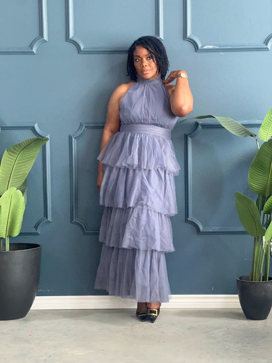 Tiered Maxi Dress (Slate Blue)