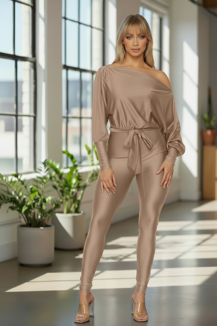 Get To It Jumpsuit-Taupe