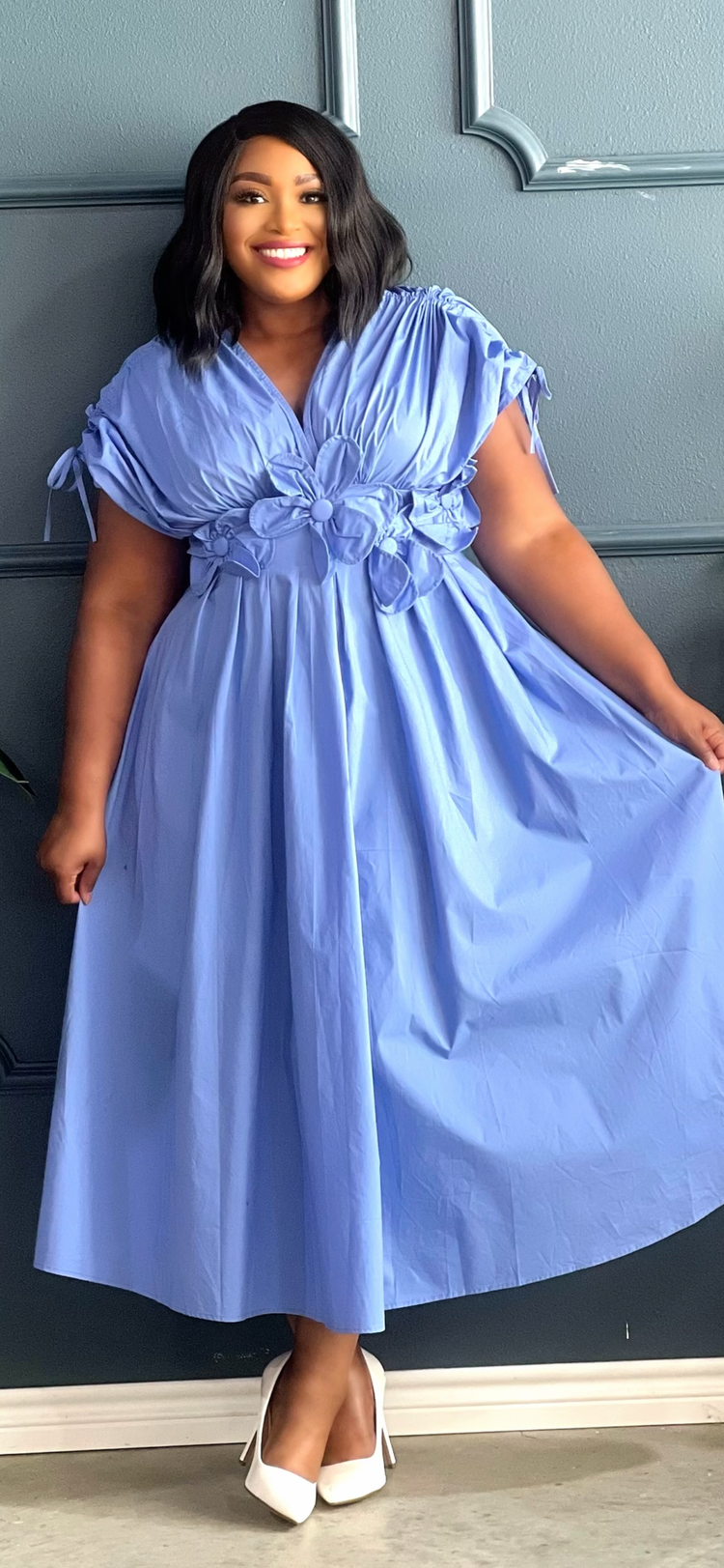 Periwinkle Flower Dress Plus