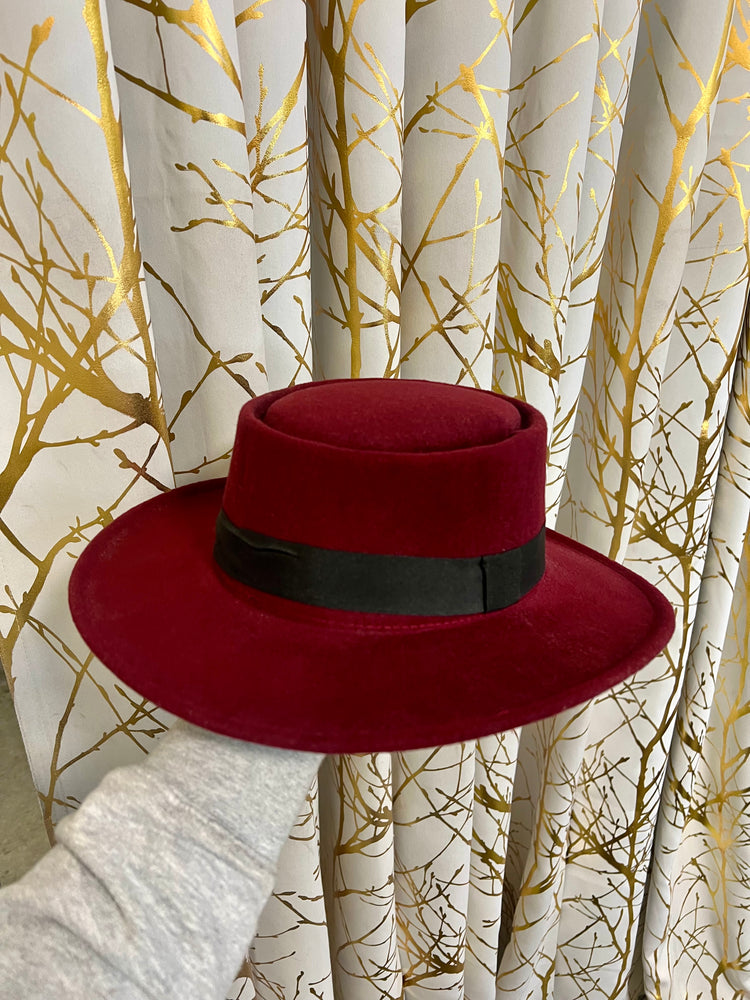 Burgundy Flat T Fedora Hat