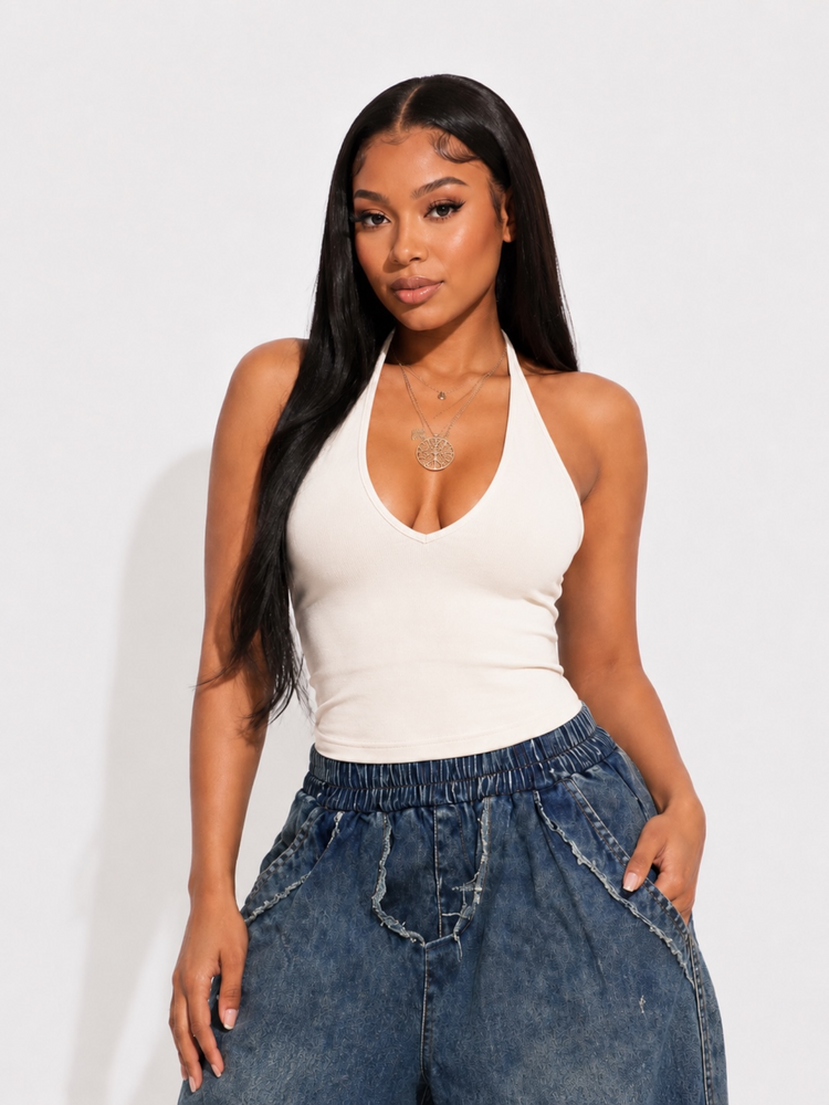 Sporty Halter Top (Off White)
