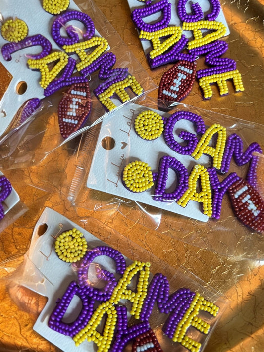 Purple Gold Game Day Earrings