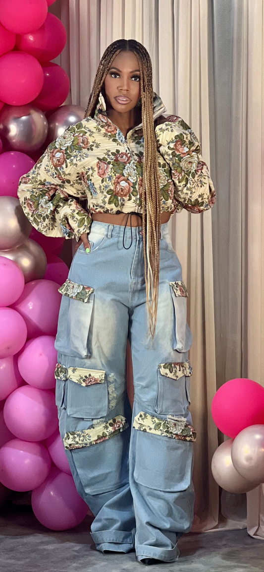 Fall Floral And Denim Set