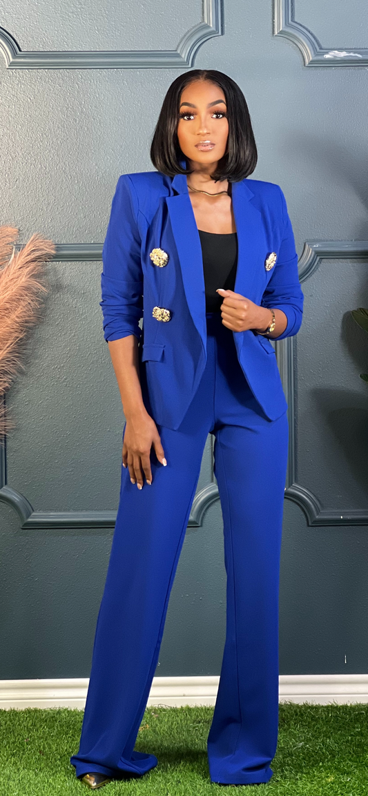 Owning It Business Suit Set-Royal Blue