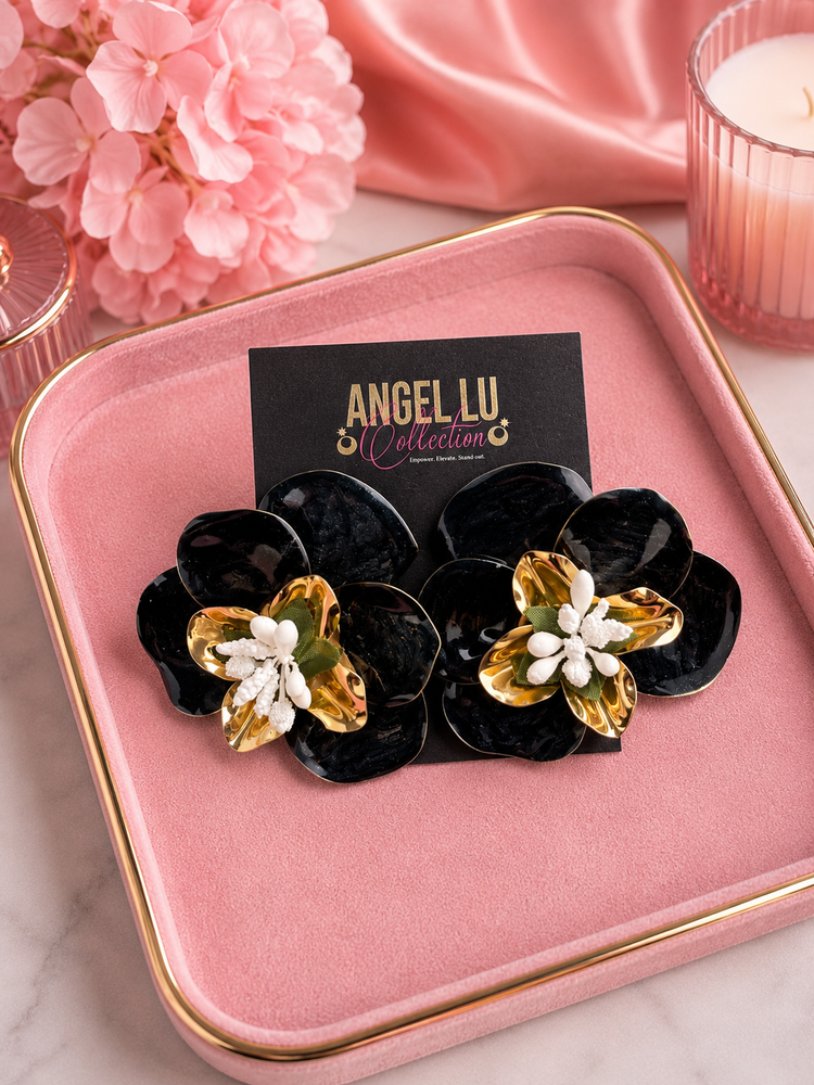 Noir Flower Earrings Alc