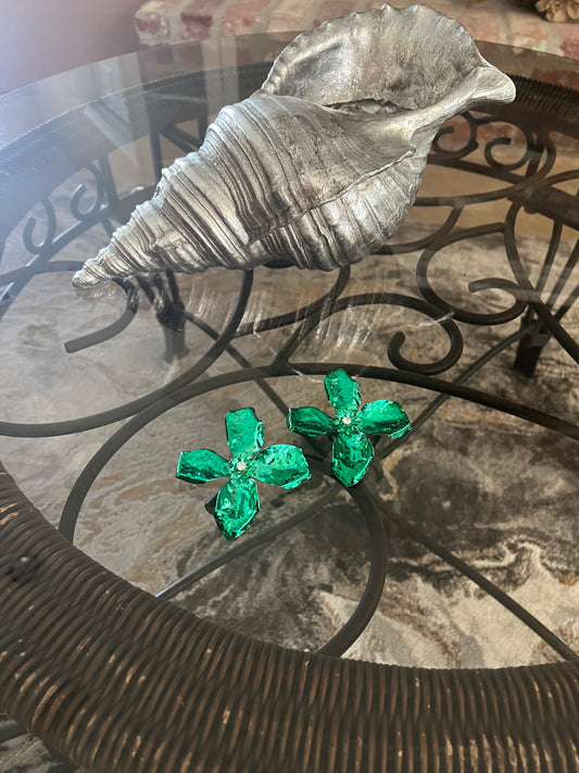 Green Petal Earrings