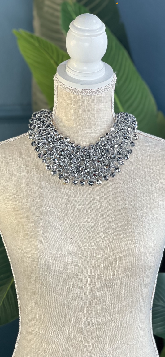 New Silver Bib Necklace