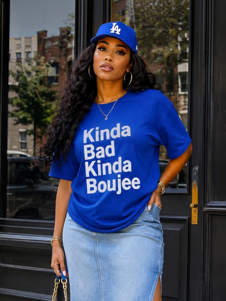 Kinda Bad Kinda Boujee Tee Shirt Alc-Blue