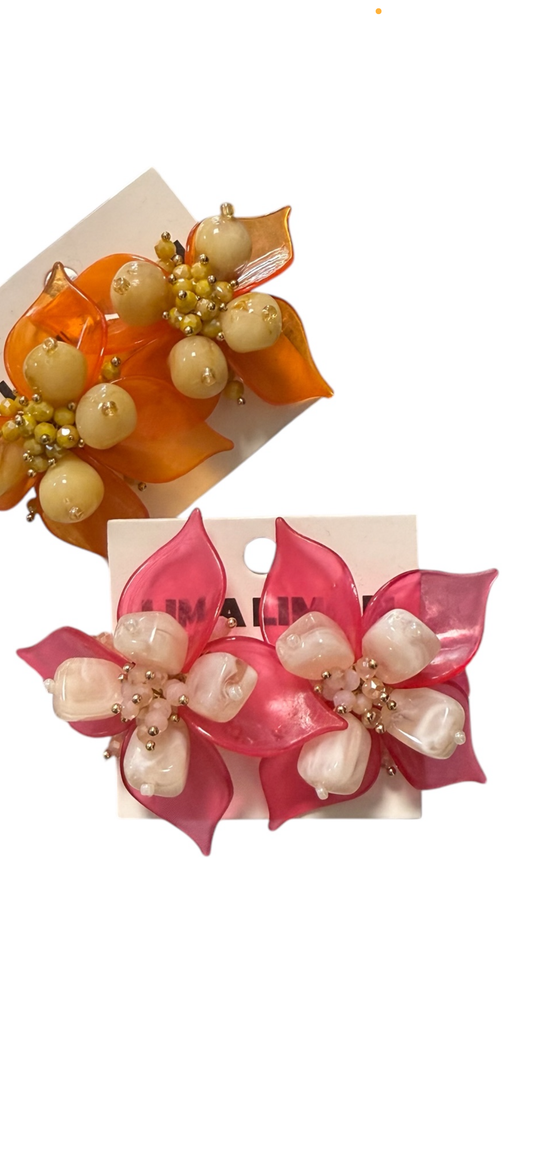 Dainty Flower Earrings Alc (Pink)