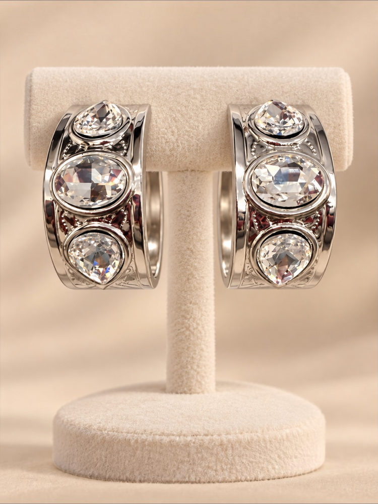 Silver Stone Earrings Alc