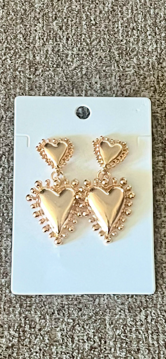 Simply Love Valentine Collection-Gold Double Heart Earrings