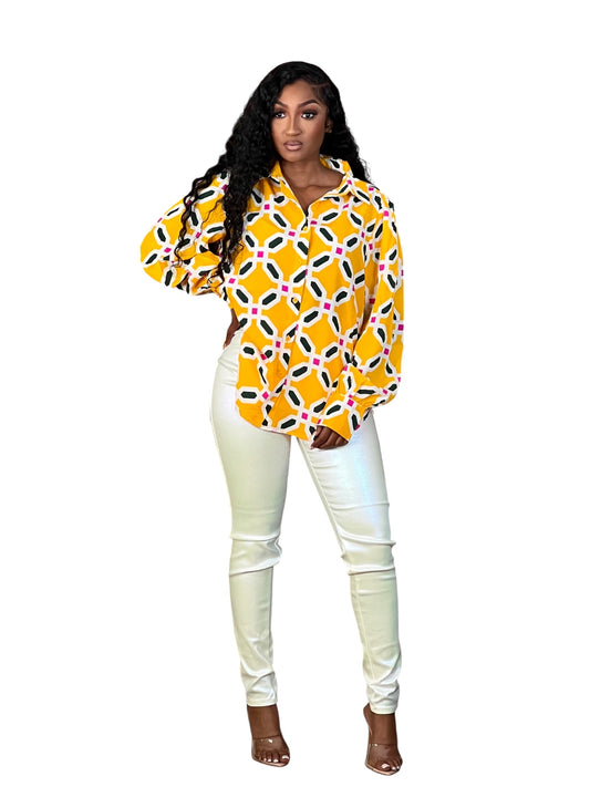 Square It Up Golden Blouse Top