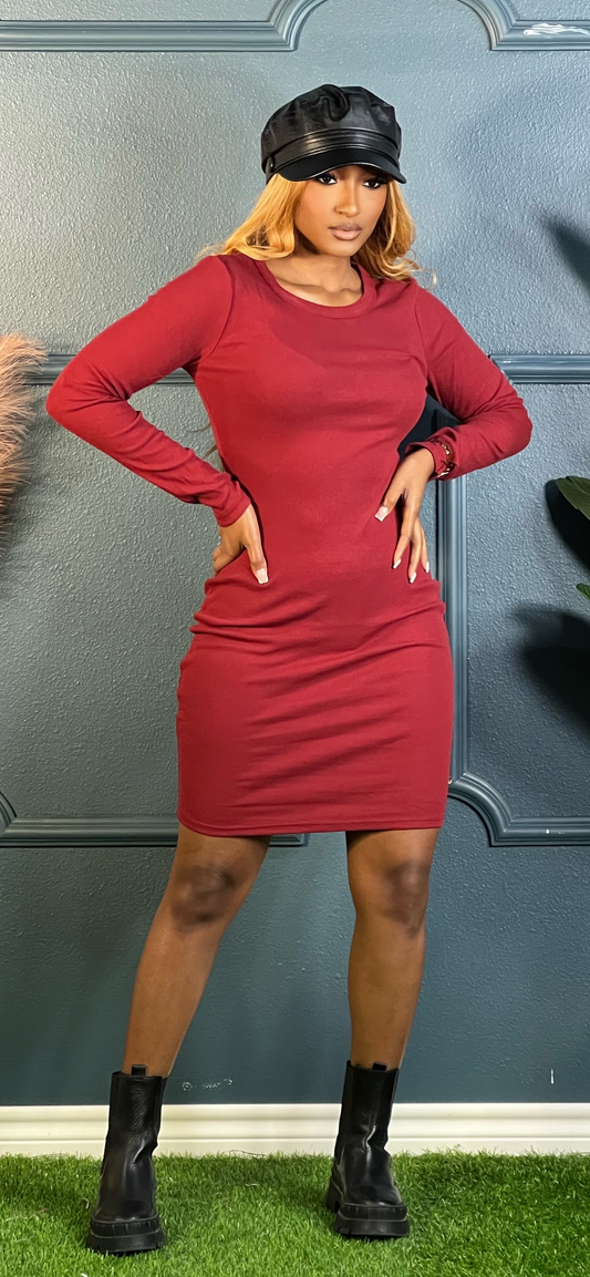 New Casual Dress-Burgundy (Online only)