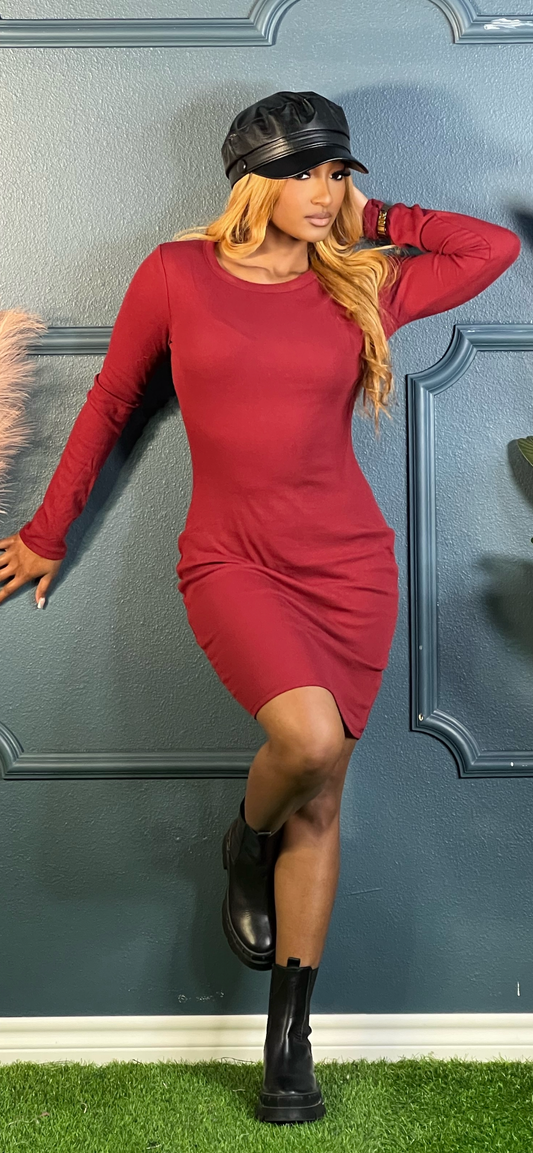 New Casual Dress-Burgundy (Online only)