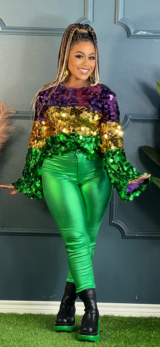 Metallic Green Super Woman Pants