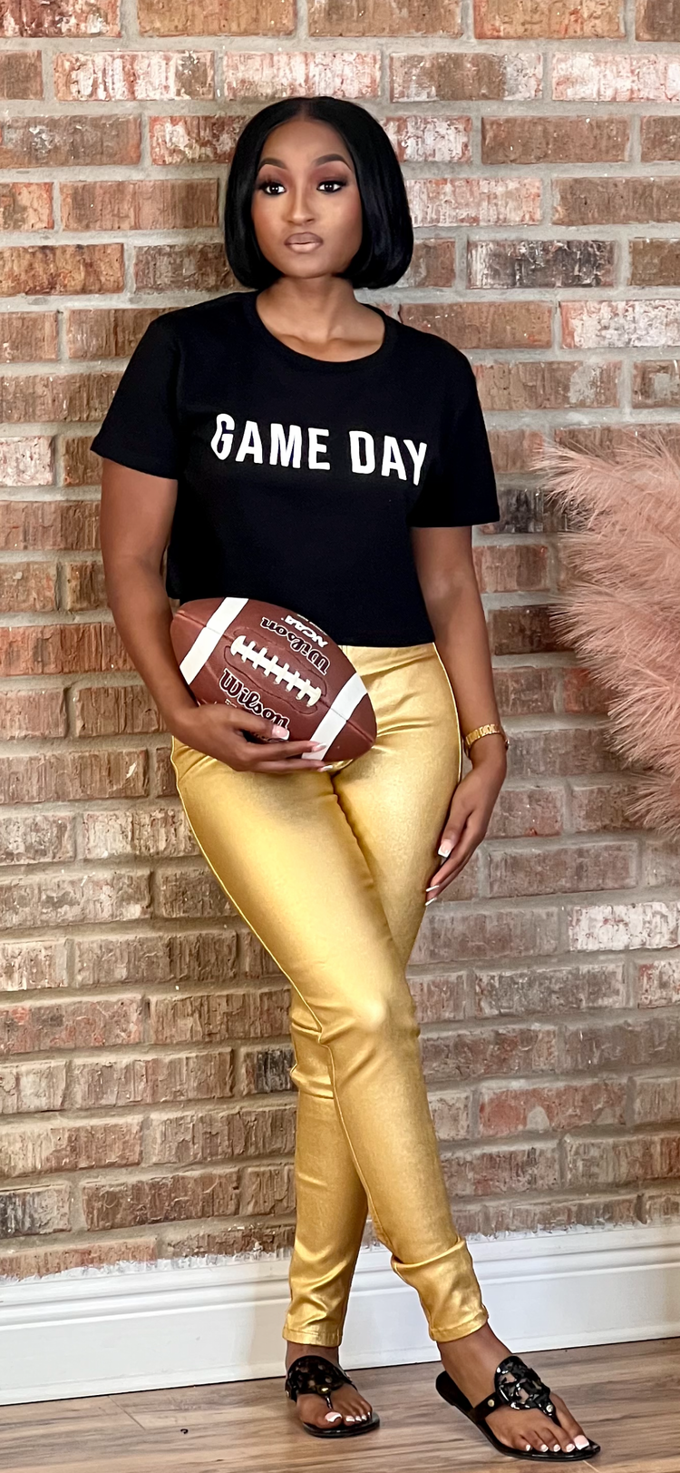 Black White Game Day Crop Tee Shirt (Online only)