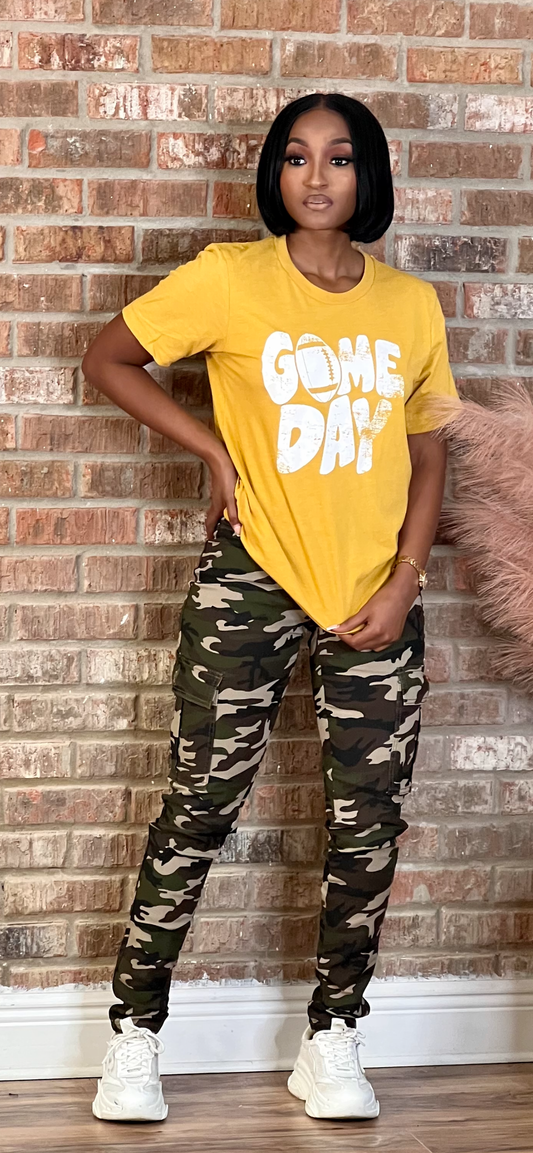 Mustard White Retro Game Day Tee Shirt (Online only)