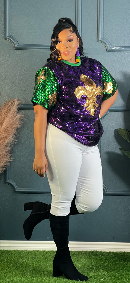 Mardi Gras Sequin Tunic Shirt (Online only)