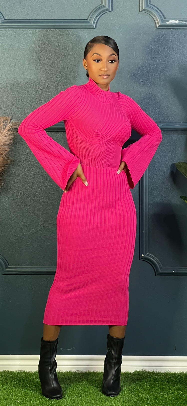Simply Love Valentines Collection Fuchsia Bell Sleeves Dress