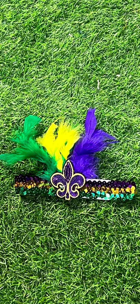 Mardi Gras Medium Feather Head/Hat Band