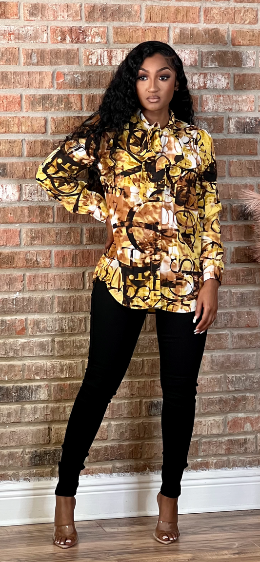 Lettering Fall Blouse Top
