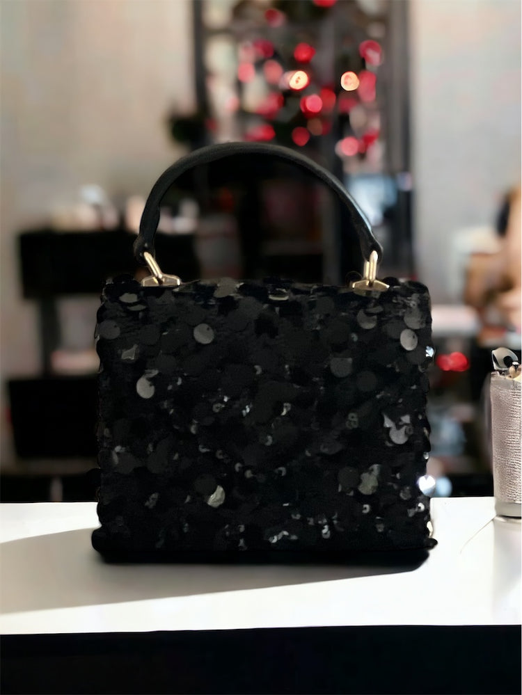 Sequin Black Formal Handbag
