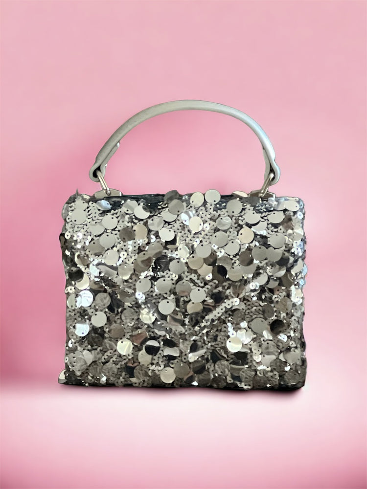 Sequin Silver Formal Handbag