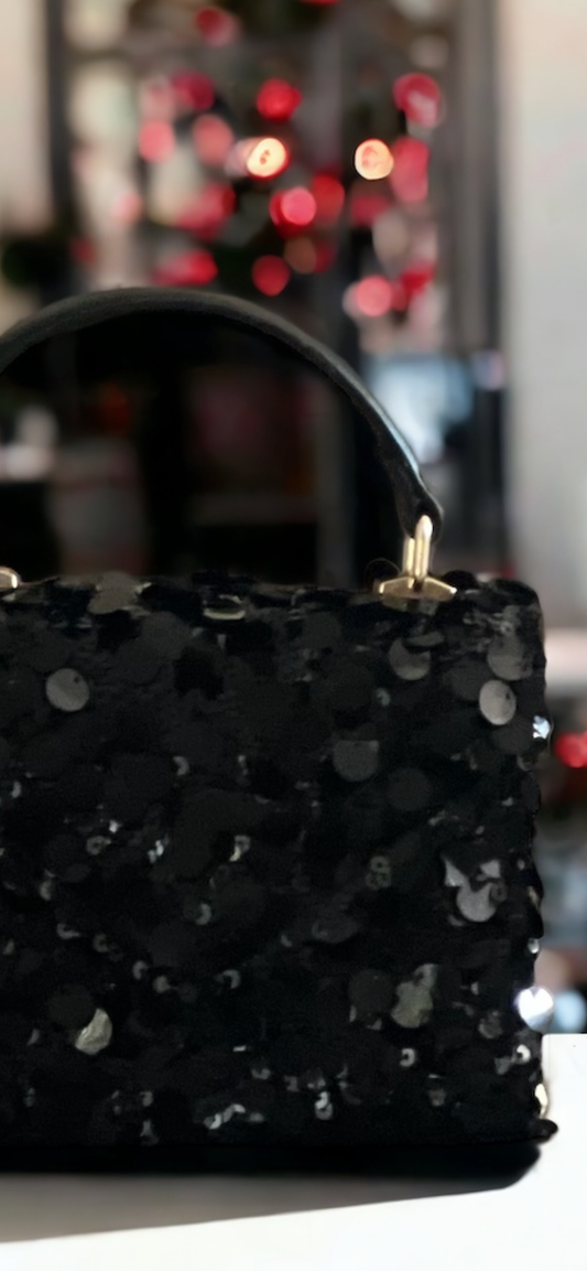 Sequin Black Formal Handbag