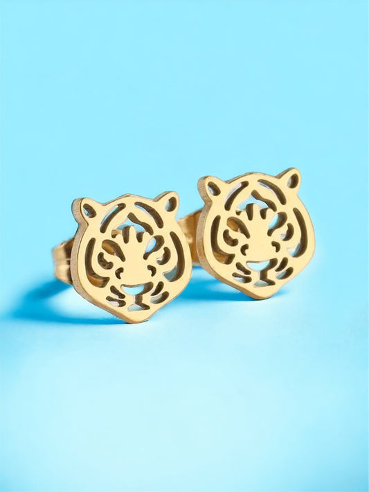 Small Tiger Earrings Gold