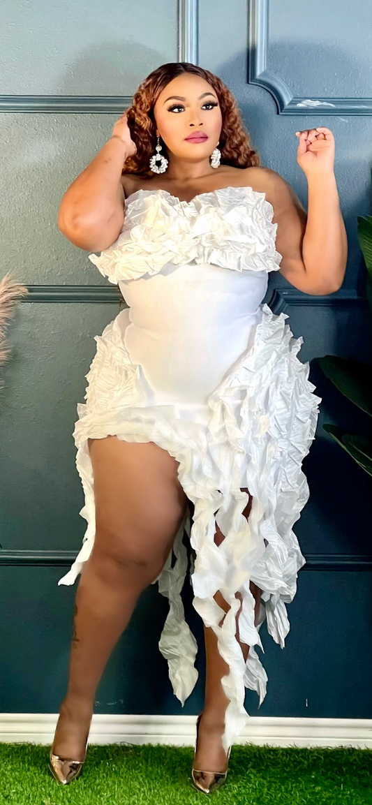 Beautiful Vine Party Dress Plus-White