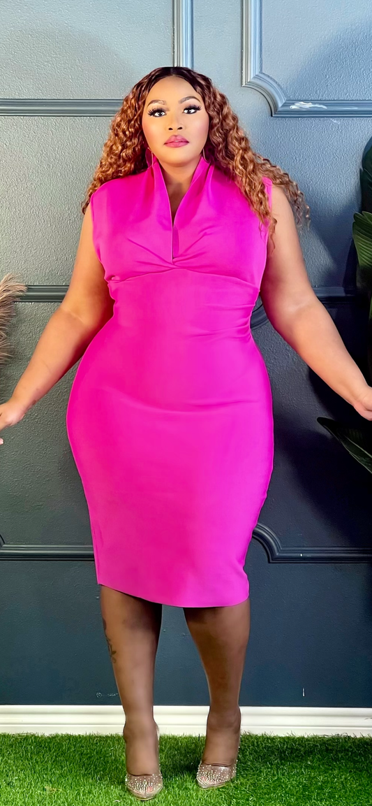 Hot Pink All The Time Bandage Dress Plus