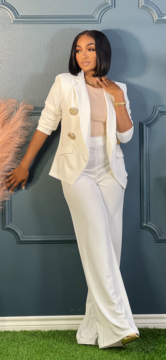 Owning It Business Suit Set-White