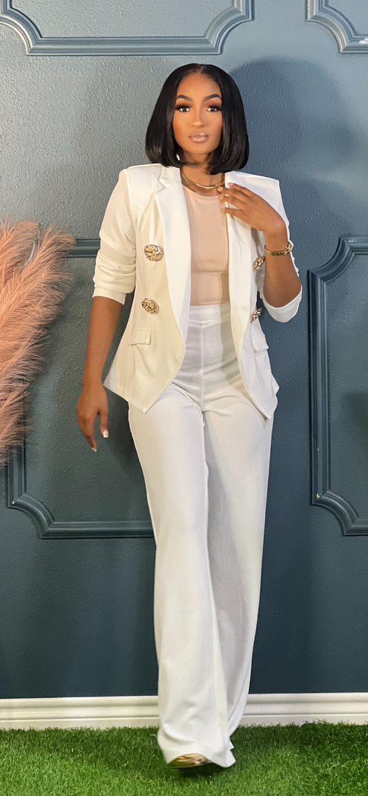 Owning It Business Suit Set-White