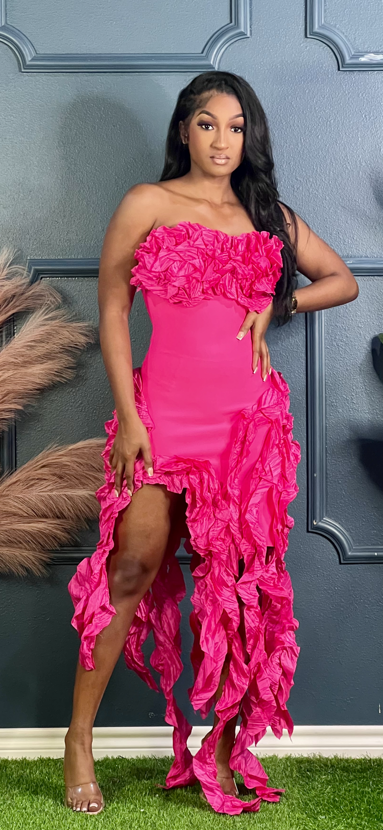 Beautiful Vine Party Dress Pink
