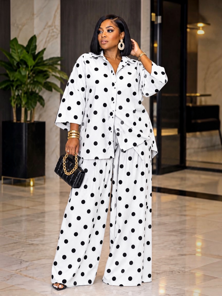 Pretty In Polka Dot Set-White
