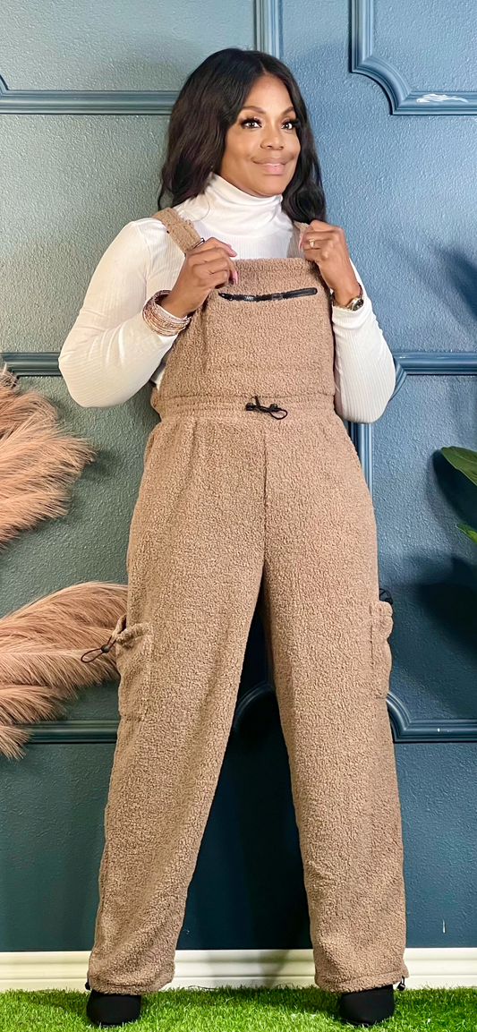 Fashion Fuzzy Jumpsuit-Brown (Online only)