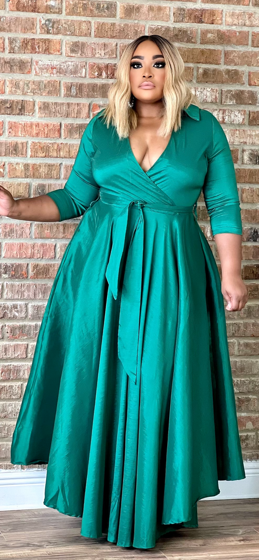 Green Flare Gown Dress Reg/Plus (Online only)