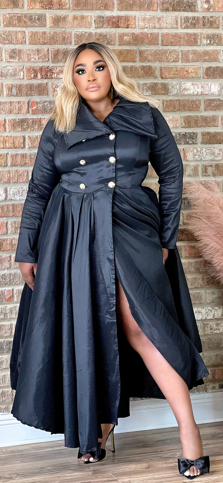 Black Double Breasted Seaux Flare Dress Reg/Plus (2 colors)