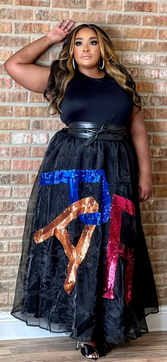 Sassy Letterman Tulle Skirt Reg/Plus Black (2 colors)