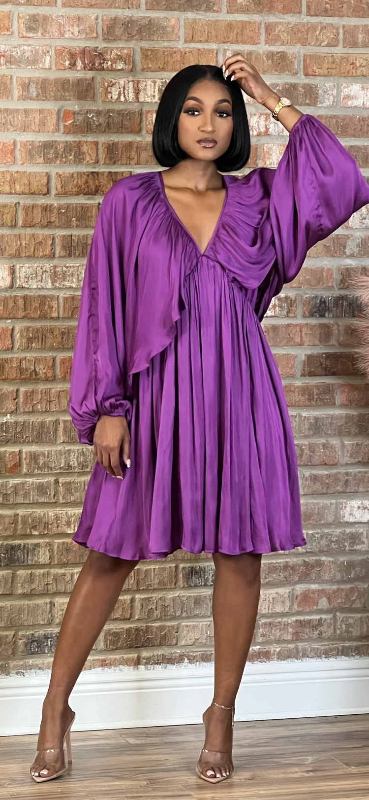 Swing Mini Dress-Purple