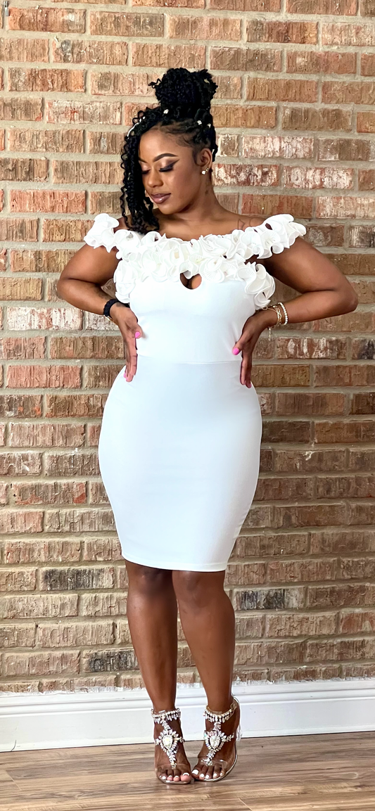White Fun Ruffle Party Dress (Online only)
