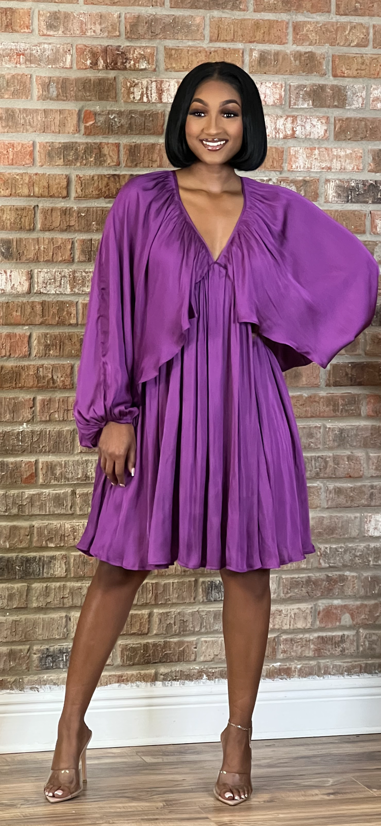 Swing Mini Dress-Purple