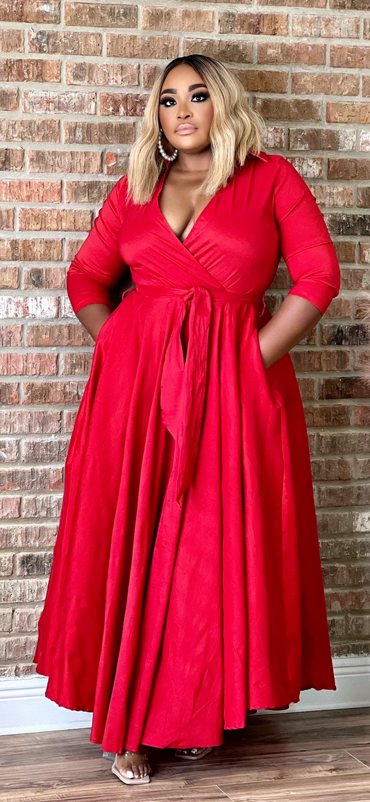 Red Flare Gown Dress Reg/Plus (Online only)